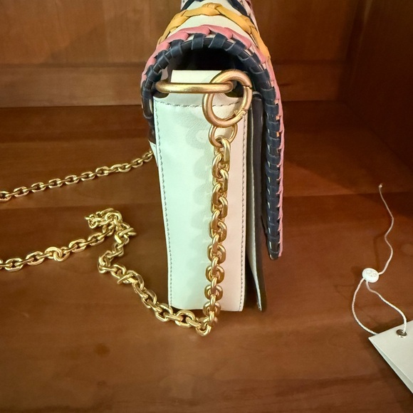 Tory Burch Pink and White Crossbody Bag with Gold Accents - Picture 9 of 12